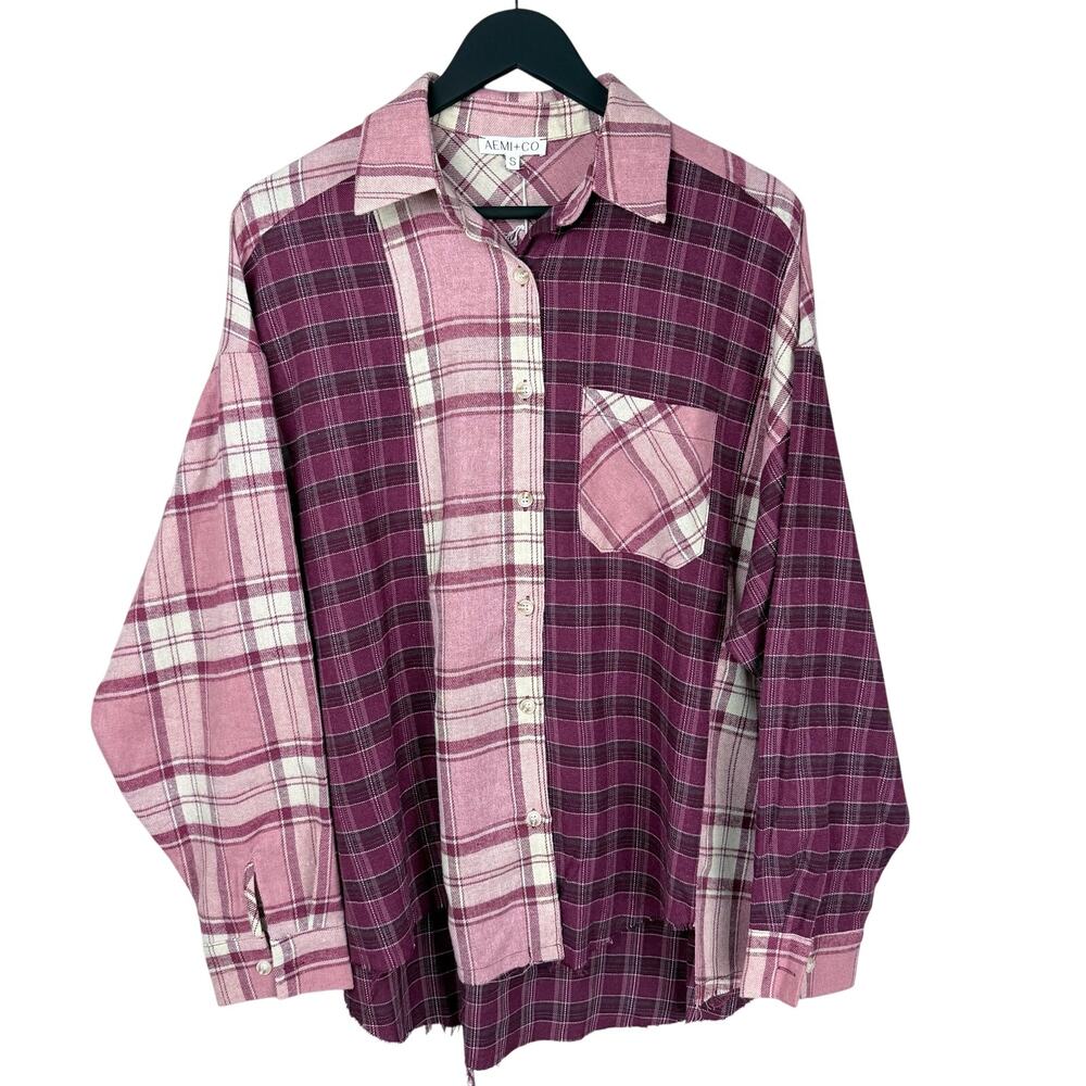 NEW Pink Kambrie Plaid Flannel Shirt SMALL - Picture 7 of 10